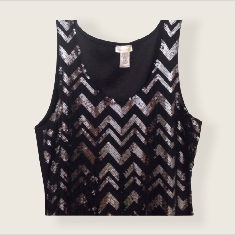 🔴Sexy Black & Silver Chevron Print Sequins Dress - Picture 2 of 4